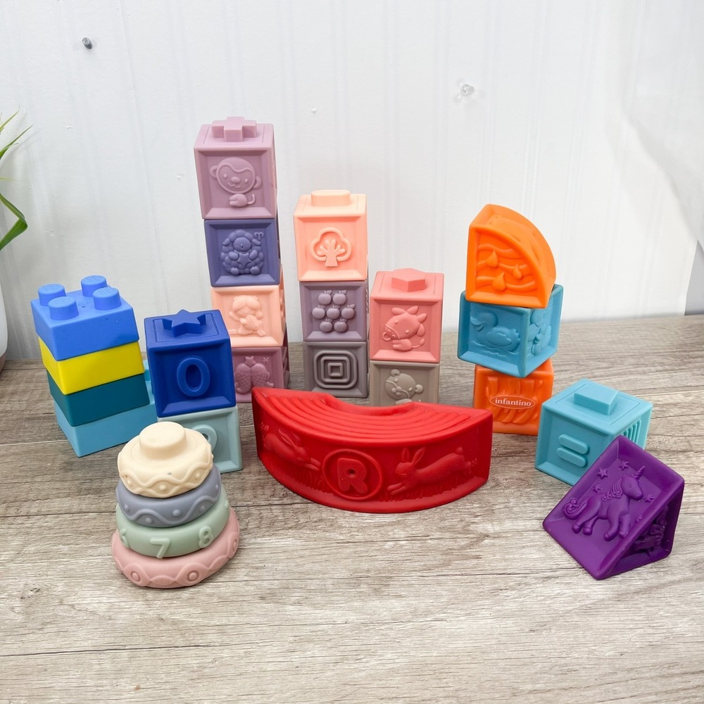 25pcs Soft Rubber Baby Building Blocks Brick Teether Stacking Toys Learning Toys